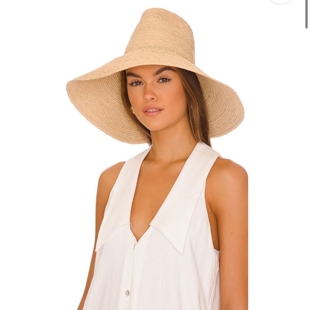 Janessa Leone Wide Brim Straw Sun Hat in Natural